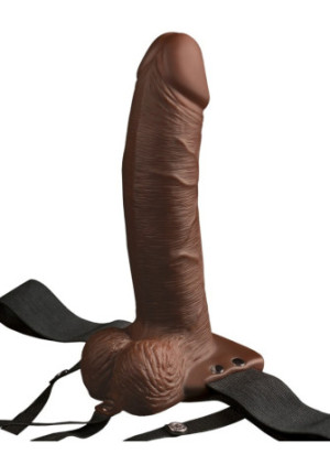 8" Hollow Rechargeable Strap-on with Remote